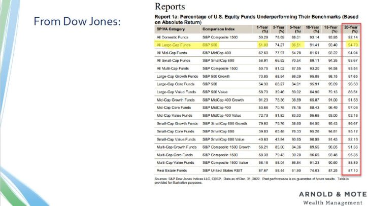 SPIVA report - most mutual funds underperform the index